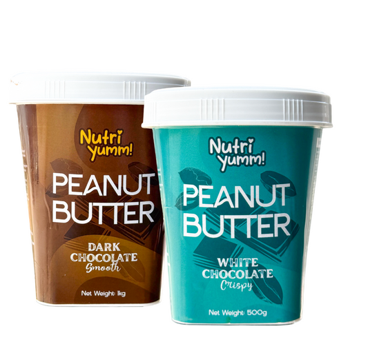 White Chocolate crispy 500g and Dark chocolate creamy 500g Peanut Butter